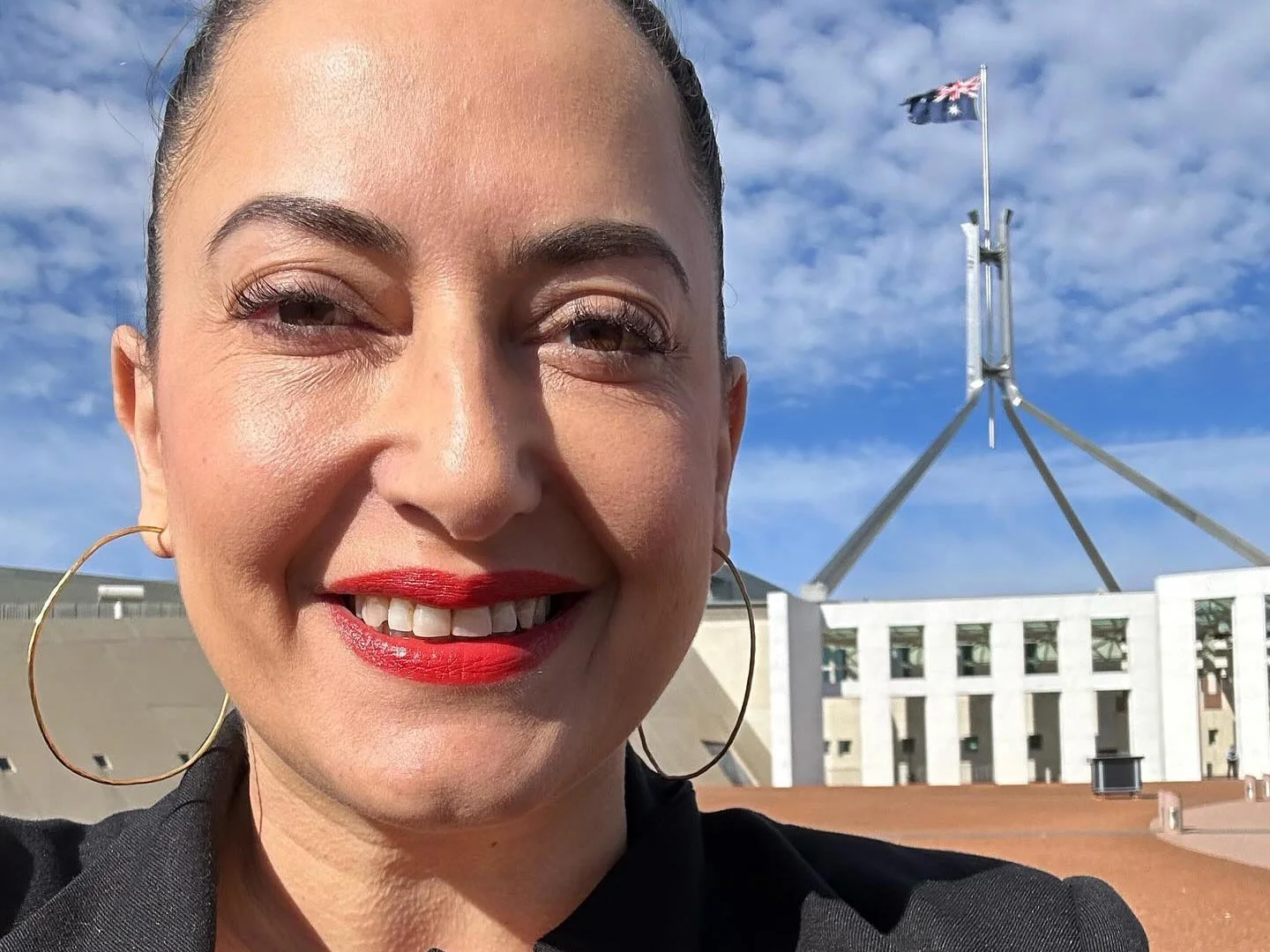 Olivia Nassaris outside Parliament House, Canberra